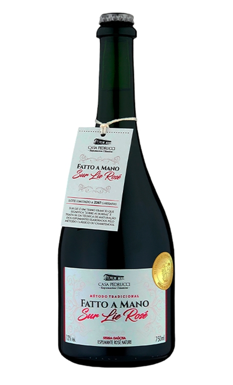 Espumante Casa Pedrucci Rosé Nature Brasil Sur Lie Merlot, Pinot Noir 750ml