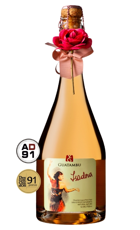 Espumante Vinícola Guatambu Rosé Nature Brasil Isadora Chardonnay, Pinot Noir 750ml