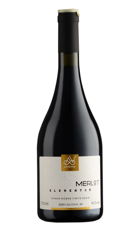 Vinho Vinícola Arte Viva Tinto Seco Brasil Elementar Merlot 750ml